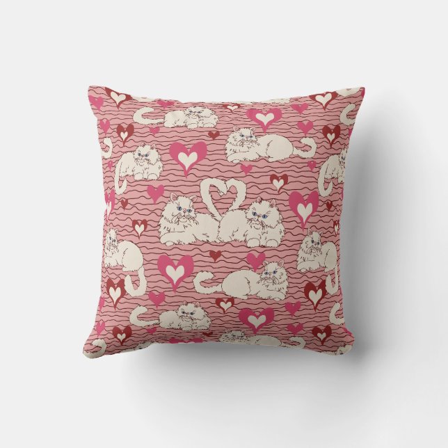 Kärlek Svan hos katter med  av hjärta och Rand Ros Kudde (Baksida)