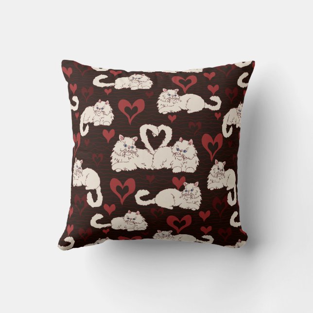 Kärlek Svan hos katter med hjärta och Rand svart Kudde (Baksida)