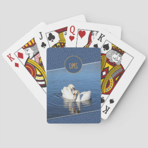 Kärlek Svanar Blue Monogram Casinokort
