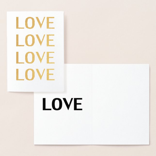 Kärlek svart och vit typografi modern elegant folierat kort (Display)