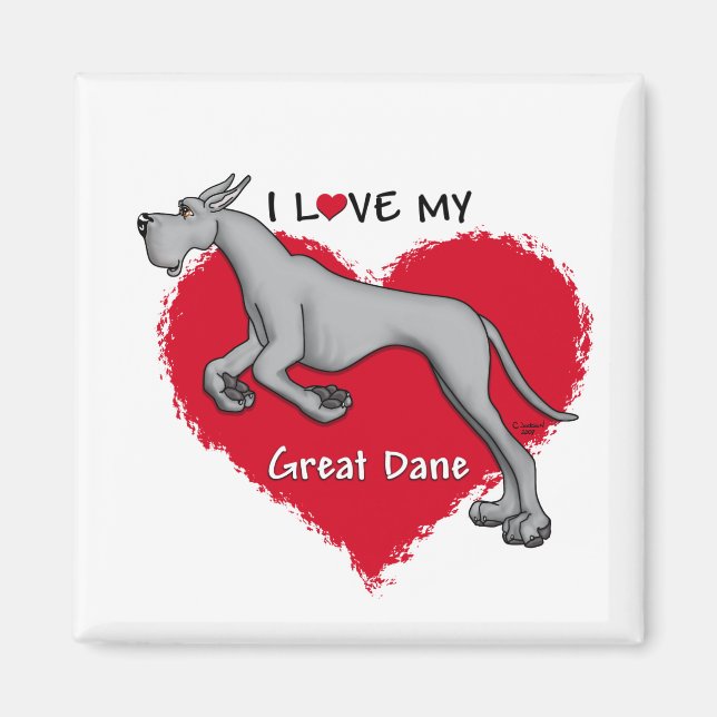 Kärlek Svarta Great dane Magnet (Framsidan)