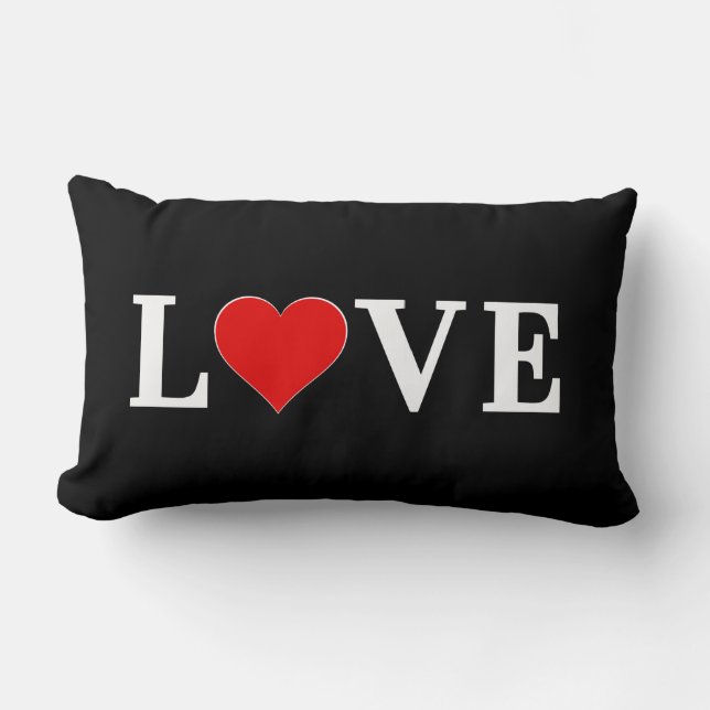 KÄRLEK Svartvit minimalistisk Elegant Lumbarkudde (Framsida)