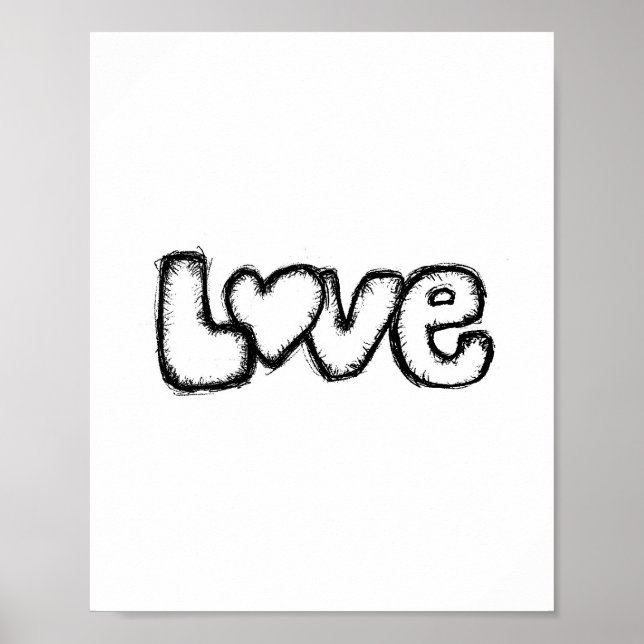 kärlek, svartvit modern enkel anpassningsbar poster (Framsidan)
