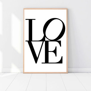 KÄRLEK, Svartvitt, Modern Chic Glam Artwork Poster