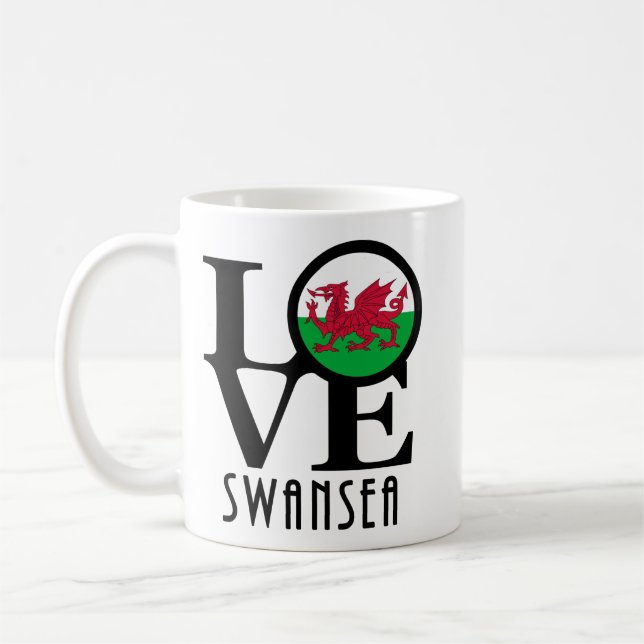 KÄRLEK Swansea Wales 11oz Kaffemugg (Vänster)