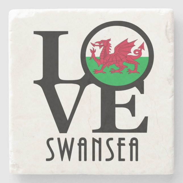 KÄRLEK Swansea Wales Stenunderlägg (Framsidan)