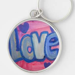 Kärlek Sweet Candy Art Ord Painting Keychain Rund Silverfärgad Nyckelring