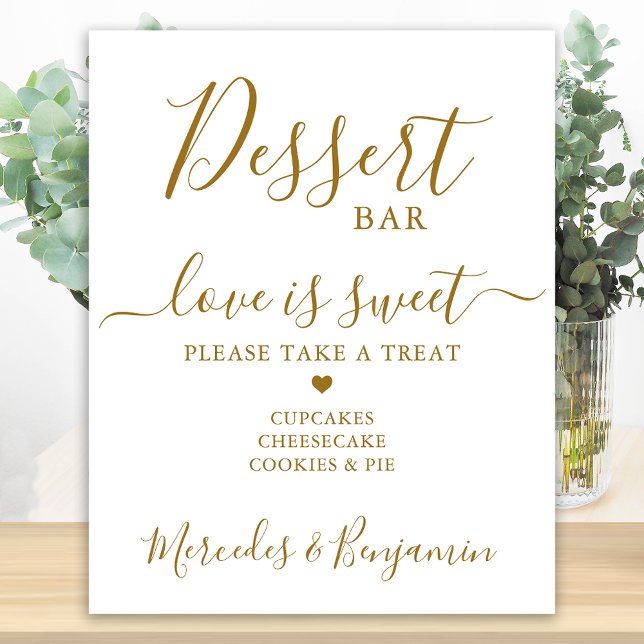 Kärlek Sweet Personlig Guld Bröllop Dessert Pub Poster (Skapare uppladdad)