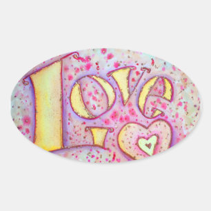 Kärlek Sweet Rosa Sticker Ovalt Klistermärke