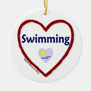 Kärlek Swimming Julgransprydnad Keramik