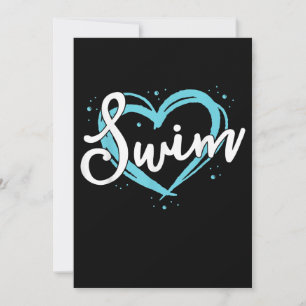 Kärlek Swimming Simma Team Heart Älskare Blue Swim Inbjudningar