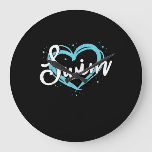 Kärlek Swimming Simma Team Heart Älskare Blue Swim Stor Klocka