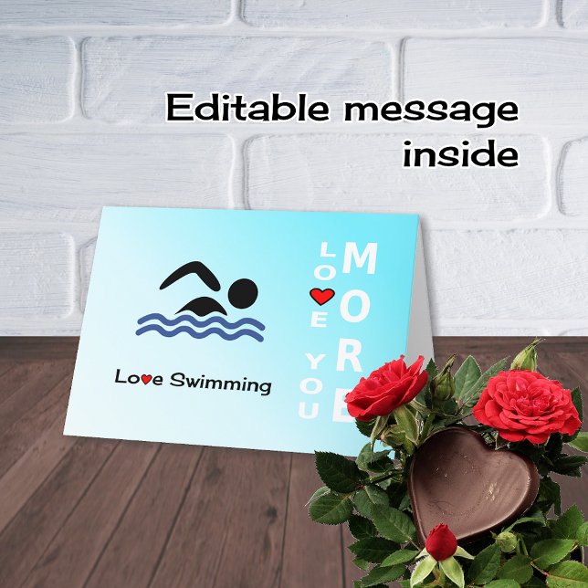 Kärlek Swimming Valentines day romantiska sport Helgkort (Skapare uppladdad)