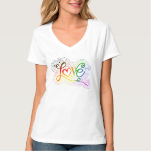 Kärlek Swirl Doodle LGBTQ+ POC Pride Flagga Letter T Shirt