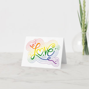 Kärlek Swirl Doodle LGBTQ+ Rainbow Pride Flagga Br Anteckningskort