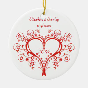 Kärlek Swirl Heart Valentine Day anpassningsbar or Julgransprydnad Keramik