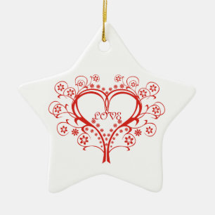 Kärlek Swirl Heart Valentine Day anpassningsbar or Julgransprydnad Keramik