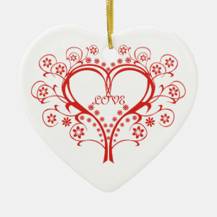 Kärlek Swirl Heart Valentine Day anpassningsbar or Julgransprydnad Keramik