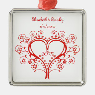 Kärlek Swirl Heart Valentine Day anpassningsbar or Julgransprydnad Metall