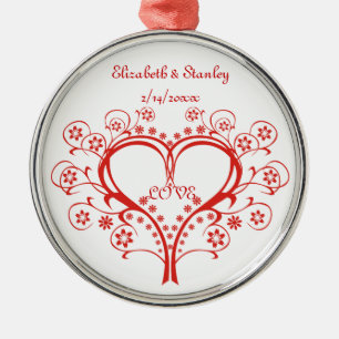 Kärlek Swirl Heart Valentine Day anpassningsbar or Julgransprydnad Metall