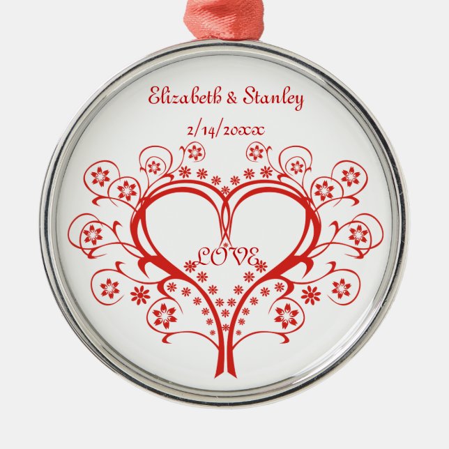 Kärlek Swirl Heart Valentine Day anpassningsbar or Julgransprydnad Metall (Framsidan)