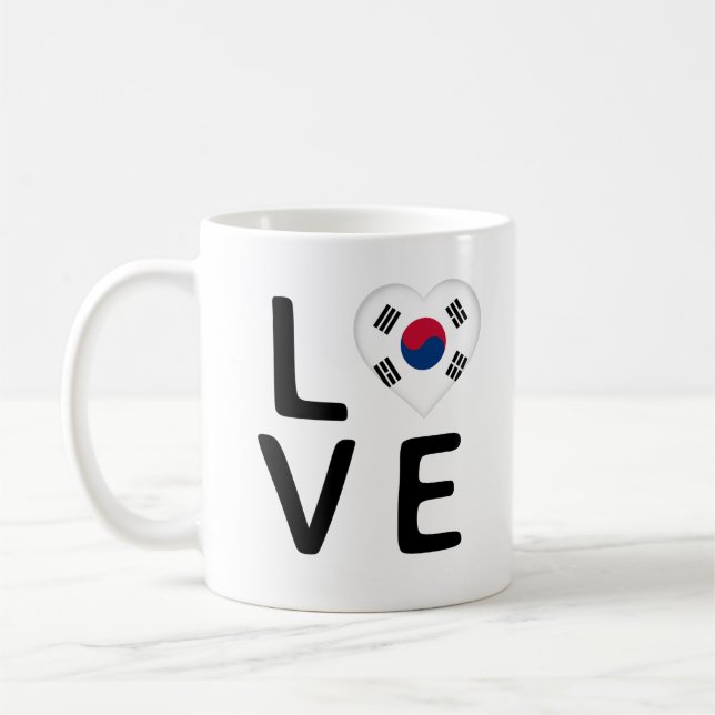 Kärlek - Sydkorea Flagga Kaffemugg (Vänster)