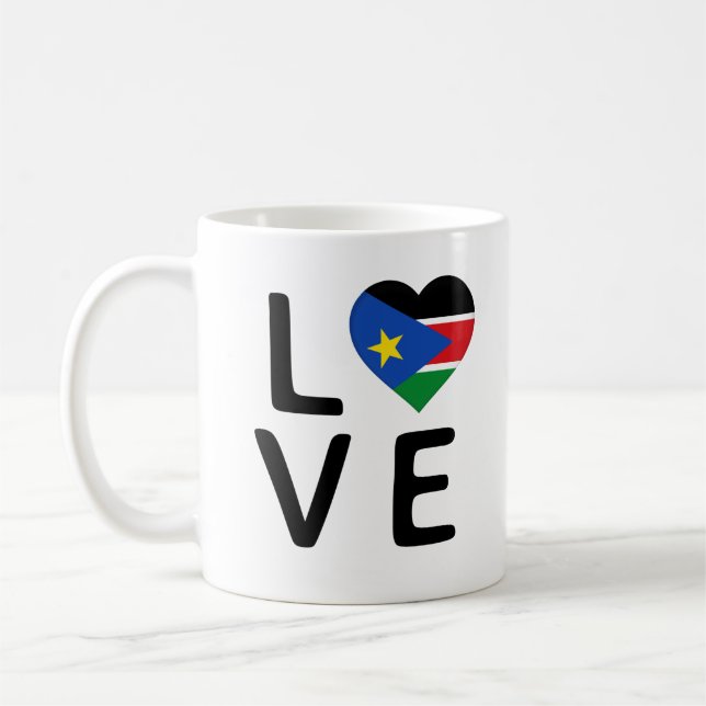 Kärlek - Sydsudan Flagga Kaffemugg (Vänster)