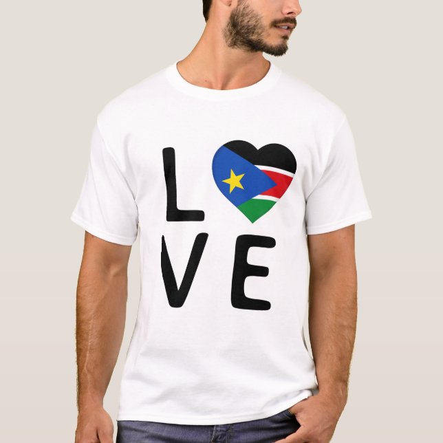 Kärlek - Sydsudan Flagga T Shirt (Framsida)