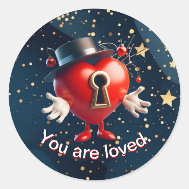 Kärlek-symboldekal Runt Klistermärke (Framsida)