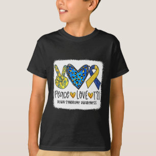 Kärlek T21 Botemedel Blå Gul Downs Syndrom Medvete T Shirt