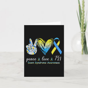 Kärlek T21 Down Syndrome Awareness Blue Gult Ribbo Kort