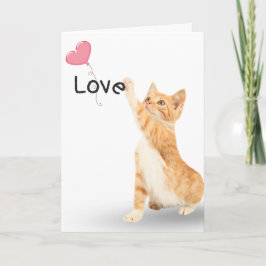 Kärlek Tabby Katt med Hjärteballong Kort