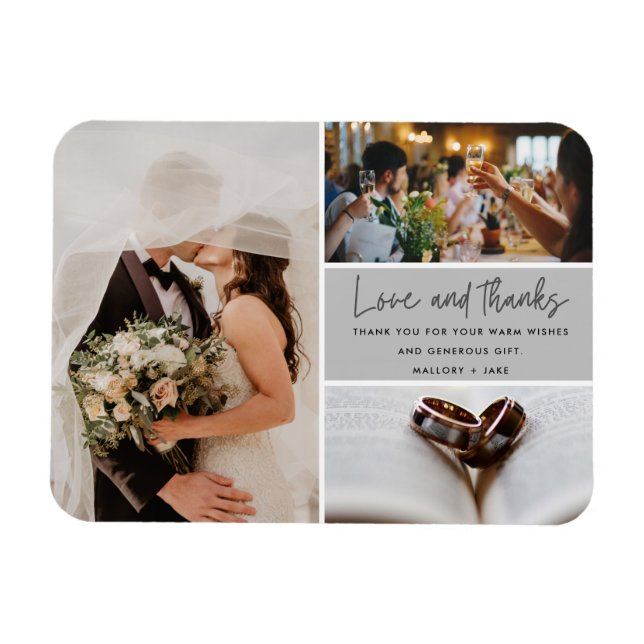 Kärlek tack 3 Photo Bröllop Tack Magnet (Horisontell)