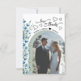 Kärlek Tack Blue Wildblommor Photo QR Code Bröllop