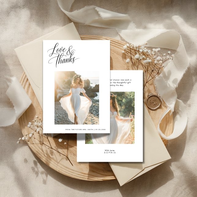 Kärlek & tack Bröllop Möhippa Beach Photo Kort (Skapare uppladdad)