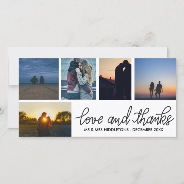 Kärlek & tack Bröllop Script 5 fotokollage (Framsida)