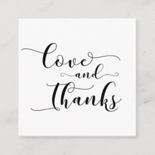 Kärlek & tack Elegant Typography Wedding Favor Tilläggskort