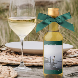 Kärlek & Tack Emerald Grönt Bröllop Photo Mini Vinetikett