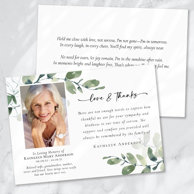 Kärlek & tack Eucalyptus Funeral Memorial Photo (Skapare uppladdad)