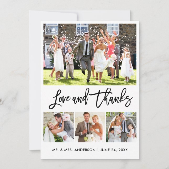 Kärlek tack för Bröllop Modern Penselskript, 4 fot Kort (Framsida)