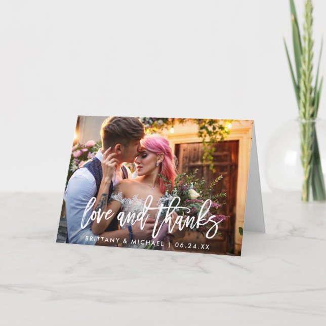 Kärlek tack för det moderna penselskriptet i bröll kort (Framsida)