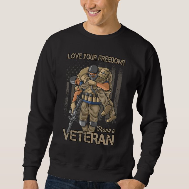 Kärlek tack för en minnesdag för veteraner lång ärmad tröja (Framsida)