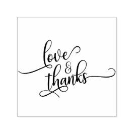 Kärlek & tack i Söt Script Typografi Självfärgande Stämpel