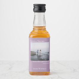 Kärlek & tack Minimal Lavender Bröllop Photo Mini Spritflaskor Etikett