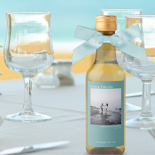 Kärlek & Tack, minimalistisk Teal Bröllop Photo Mi Vinetikett