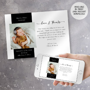 Kärlek & tack Photo Nyfödd bebis Birth Meddelande