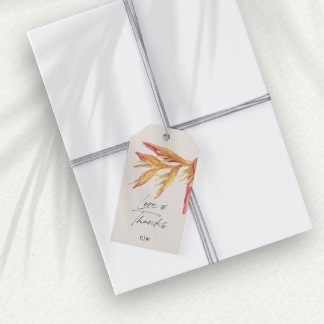 Kärlek tack till den tropiska Blommigten Bröllopsf Presentetikett (Skapare uppladdad)