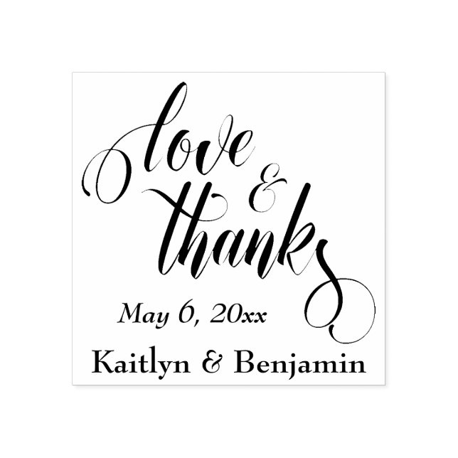 Kärlek & tack - Utveckla skript med din informatio Stämpel (Tryck)