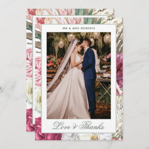 Kärlek & tack Watercolor Boho Blommigt Bröllop