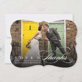 Kärlek & tackklassikern skrivar modernt bröllop tack kort